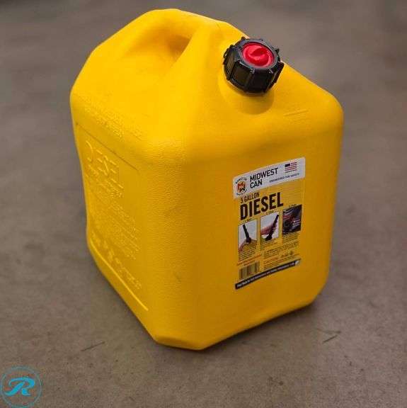 Midwest Can 5-Gallon Diesel Fuel Container, Plastic, Yellow