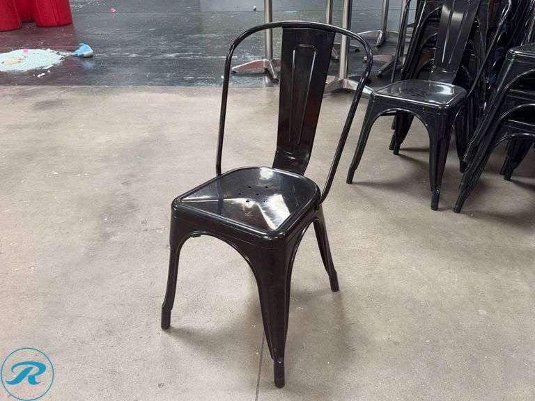 (21) Stackable Metal Dining Chairs