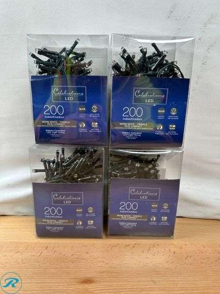 (4) Celebrations LED Rice Compact Warm White 200 ct String Christmas Lights 16.4 ft. - New