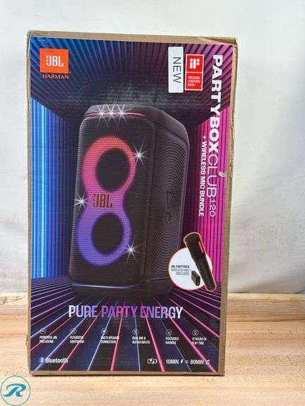 JBL PartyBox 120 Portable Party Speaker with Wireless Microphone - New - Roller Auctions
