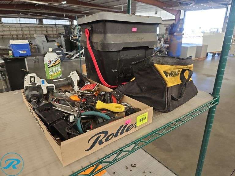 Tray of Hand Tools, Hyper Tough Storage Box and DeWalt Tool Bag