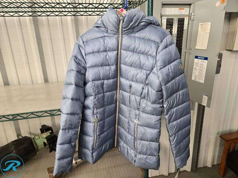 Michael Kors Packable Down Jacket with Hood, Size M, Light Blue
