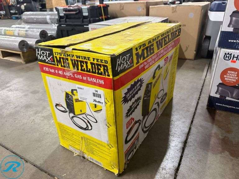 New Hot Max 175WFG Wire Feed MIG Welder, 230V, 40Amp, Gas or Gasless - Roller Auctions