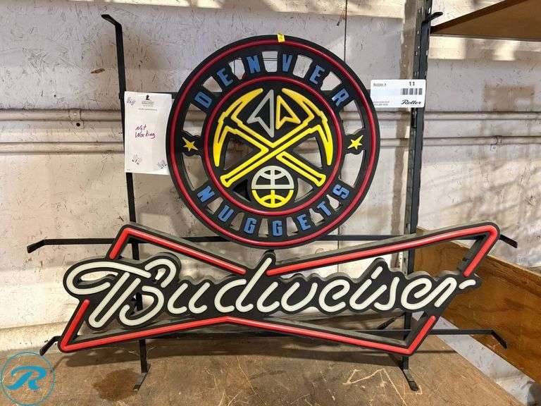 Budweiser Lighted Sign with Denver Nuggets Logo, Inoperable - Roller ...