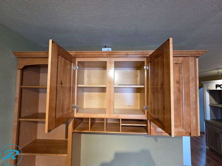 7-Piece Desk Cabinet Set, Aristokraft Dryden Fawn with Laminate Countertop - Roller Auctions