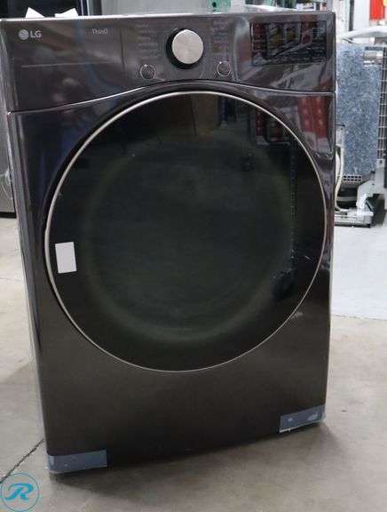 LG 7.4 cu. ft. Ultra Large Capacity Smart Wi-Fi Enabled Front Load ELECTRIC Dryer with TurboSteam and Built-In Intelligence - New/Dented/Damaged on Side and Top - Roller Auctions