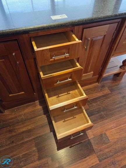 Custom Cherry Island with Granite Countertop, 78” x 43 ½” x 33 Tall - Roller Auctions