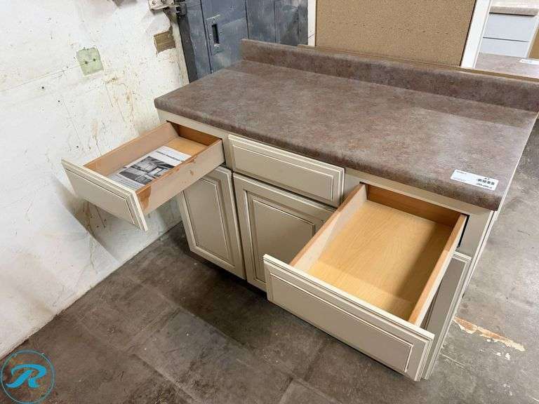 Single Vanity Cabinet, Timberlake Sierra Vista Toasted Glaze (Discontinued), Soft-close doors and drawers, 48” x 21” x 34 ½” - Roller Auctions