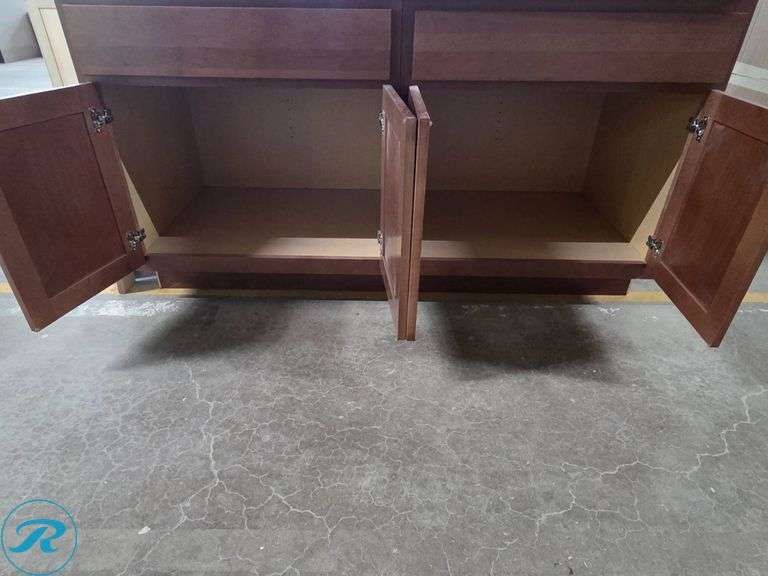 2-Piece Kitchen Cabinet Set, Smart Lexington Pecan - Roller Auctions