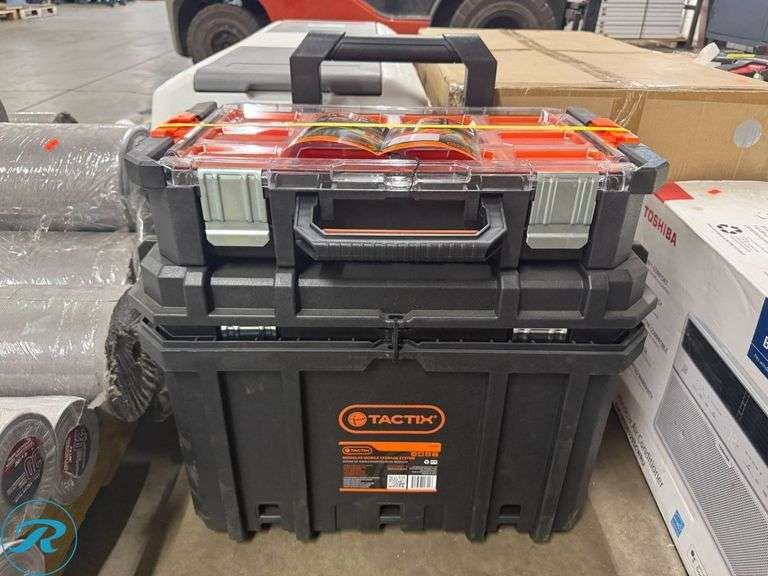 New Tactix Modular Mobile Storage System with Removable Bins and Organizer Tray - Roller Auctions