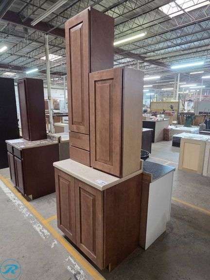 3-Piece Vanity Cabinet Set, Woodland Galveston Toast, soft-close doors and drawers