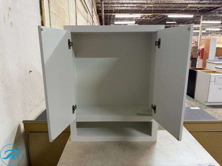 3-Piece Vanity Cabinet Set, Timberlake New Haven Linen, soft-close doors and drawers - Roller Auctions