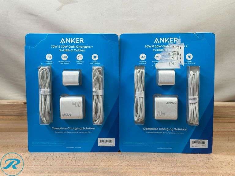 (2) Anker: 70W/30W Wall Charger Bundle- New/ Open Box