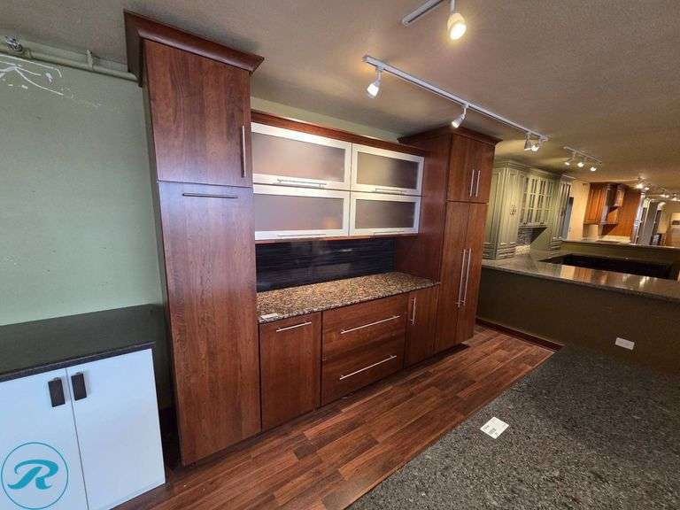 9-Piece Kitchen Cabinet Set, Decora Marquis Solid Slab Cherry Doorstyle, Soft-Close Doors and Drawers with Granite Countertop - Roller Auctions