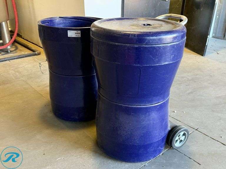 (2) Plastic Drums with Handles and Wheels