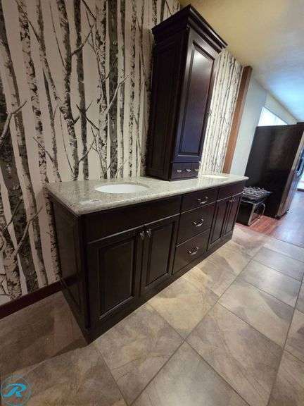 4-Piece Vanity Cabinet Set, Timberlake Raised Panel Door with Granite Countertop