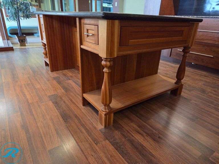 Custom Cherry Island with Granite Countertop, 78” x 43 ½” x 33 Tall - Roller Auctions