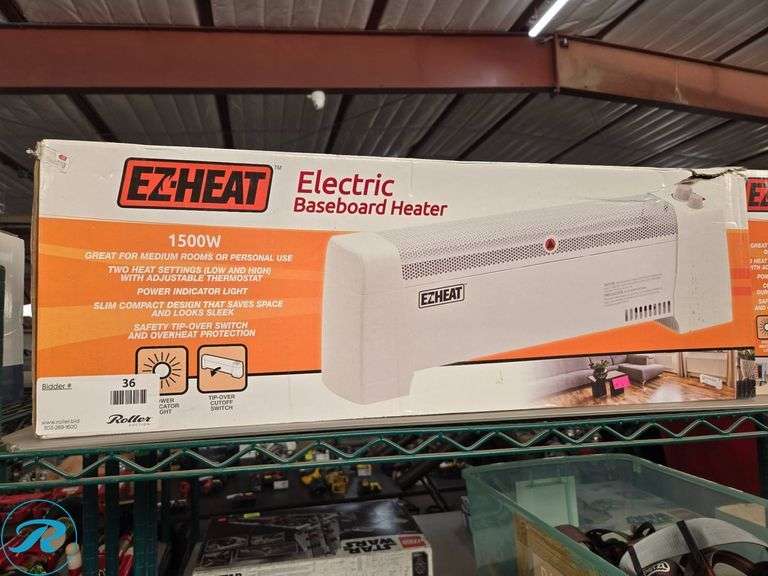 EZ-HEAT 1500W Electric Baseboard Heater and Radiant Heater - Roller Auctions