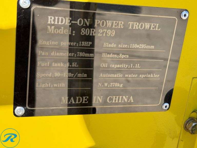 New  SDLOOL  80R2813  Ride-On Concrete Power Trowel - Roller Auctions