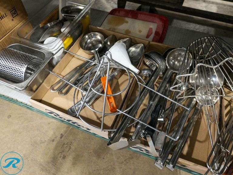 (3) Trays of Ladles, Spoons and Fry Baskets - Roller Auctions