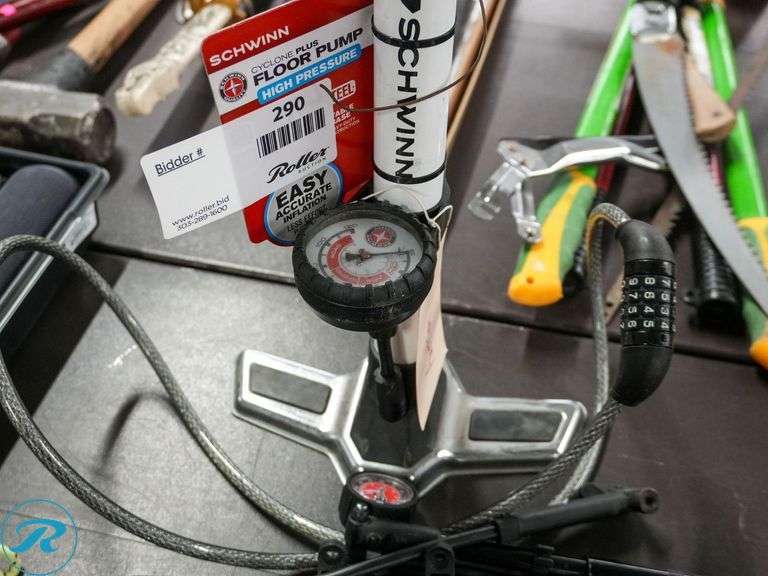 Schwinn Cyclone Plus Floor Pump, Hand Pump and Bike Lock - Roller Auctions