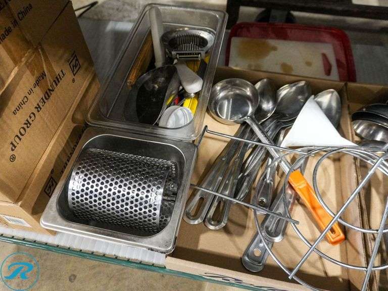(3) Trays of Ladles, Spoons and Fry Baskets - Roller Auctions