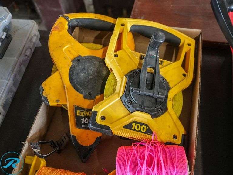Tray of 100' Tape Measures and String Line - Roller Auctions