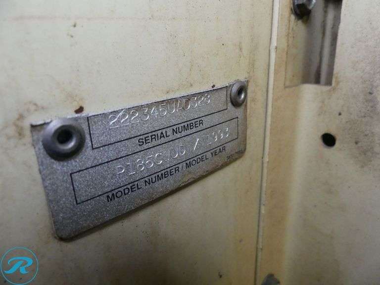 1993 Ingersoll Rand P185C Trailer Mounted Compressor, S/N: 222345UAD328 ...