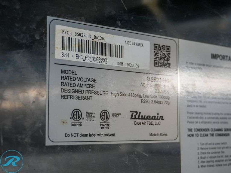 Blue Air BSR23-HC Single Door Reach In Refrigerator - Roller Auctions