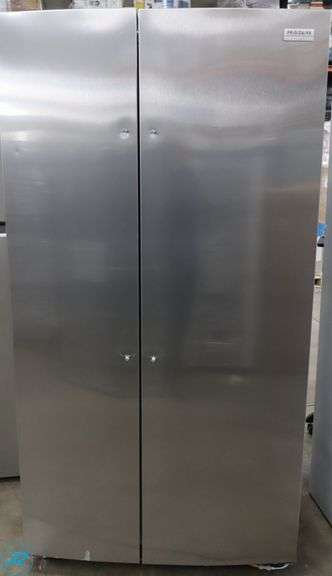 Frigidaire Side-by-Side Refrigerator, Standard-Depth, Gallery 26 Cu. Ft. 36 in., GRSN2620AF, Stainless Steel - New /Small Dent on Front/Dent on Back Top Left Corner/Dent on Left Side - Roller Auctions