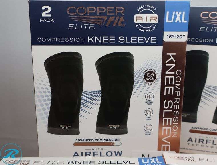 (4) Copper Fit Compression Knee Sleeve, 2-Pack, Large/X-Large - New - Roller Auctions