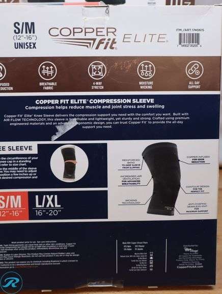 (5) Copper Fit Compression Knee Sleeves, 2-Pack, Small/Medium - New - Roller Auctions
