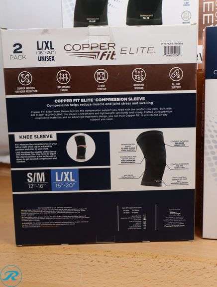 (4) Copper Fit Compression Knee Sleeve, 2-Pack, Large/X-Large - New - Roller Auctions