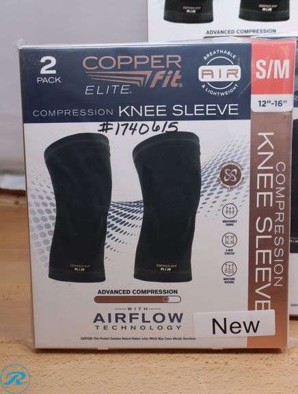 (5) Copper Fit Compression Knee Sleeves, 2-Pack, Small/Medium - New - Roller Auctions