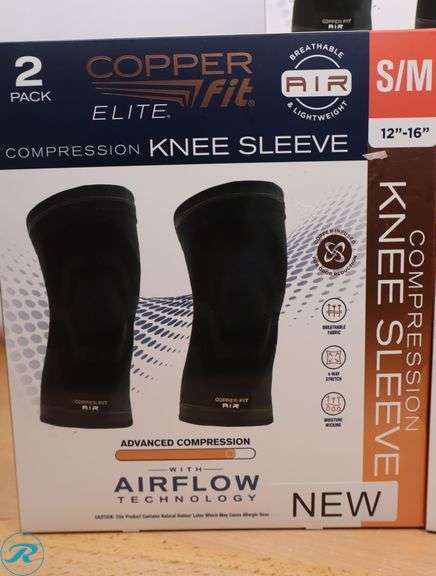 (5) Copper Fit Compression Knee Sleeves, 2-Pack, Small/Medium - New - Roller Auctions