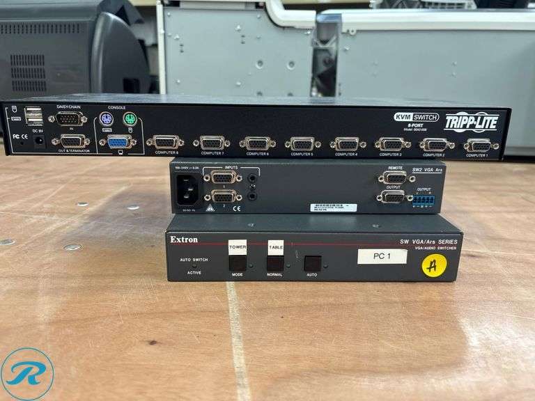 Tripp Lite B042-008 8-Port KVM Switch and Extron SW VGA/Audio Switcher ...