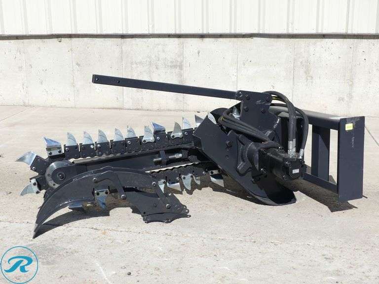 New JCT Hydraulic Trencher Attachment To Fit Skid Steer Loader, With Crumber - Roller Auctions