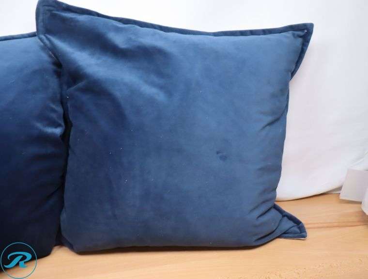 (2) Down Feather Throw Pillows, Navy - Used/1 with Stain - Roller Auctions