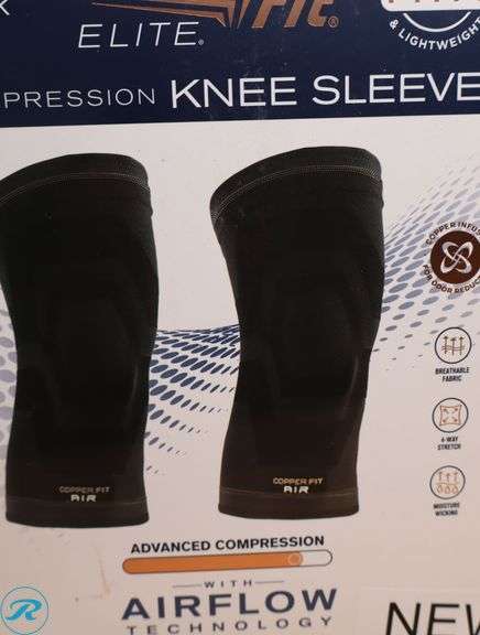 (2) Copper Fit Compression Knee Sleeves, 2-Pack, Small Medium (3) Copper Fit Back Supports - New - Roller Auctions