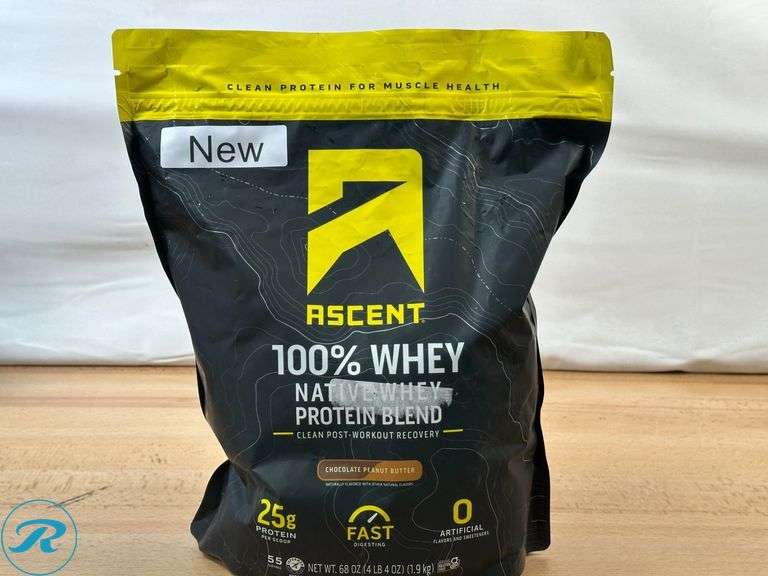 (30)Zipfizz Energy Multi-Vitamin Hydration Drink Mix, Combo Pack-New;(1)Vital Proteins Collagen Peptides Supplement-New, (1)Ascent Native Fuel Whey Protein Powder, Chocolate Peanut Butter, 4lbs - New - Roller Auctions