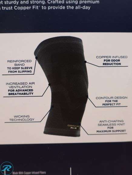 (5) Copper Fit Compression Knee Sleeves, 2-Pack, Small/Medium - New - Roller Auctions