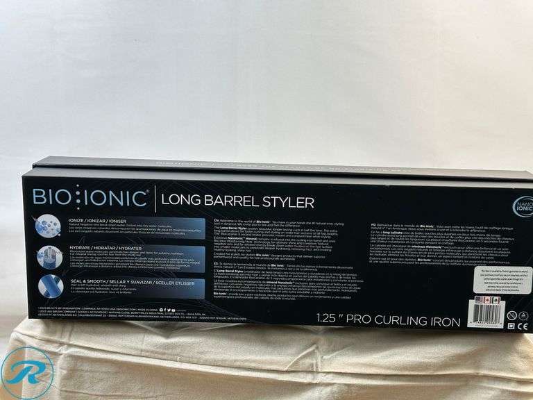 Bio Ionic Long Barrel Styler, 1.25" Curling Iron, Curling Wand, Adjustable Heat Hair Curler-New - Roller Auctions