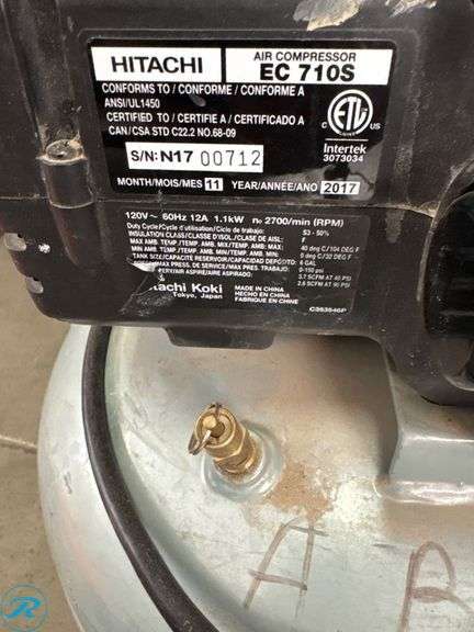 Hitachi EC 710S Air Compressor with Attached Hose, 2017 - Roller Auctions