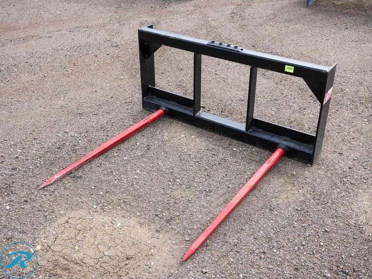 New Kivel Dual Prong Bale Spear Attachement to Fit Skid Steer Loader - Roller Auctions