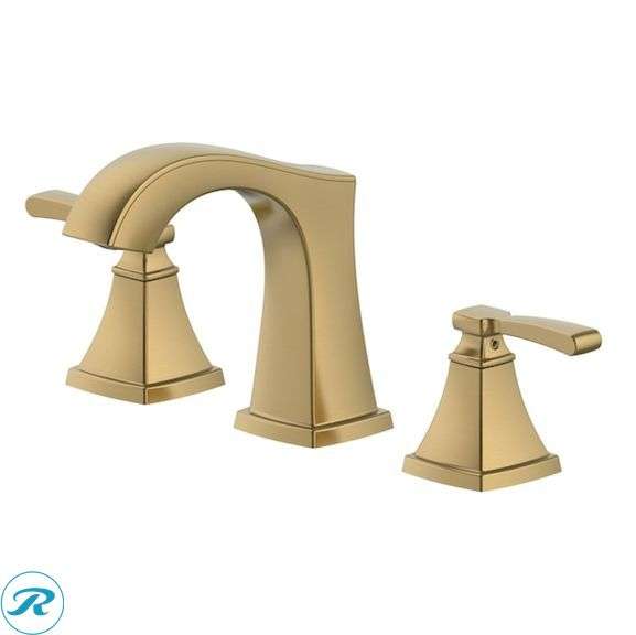 (1) New- allen + roth Chesler Brushed Gold Widespread 2-handle WaterSense Mid-arc Residential Handle Bathroom Sink Faucet with Drain (total of 1 Faucet)