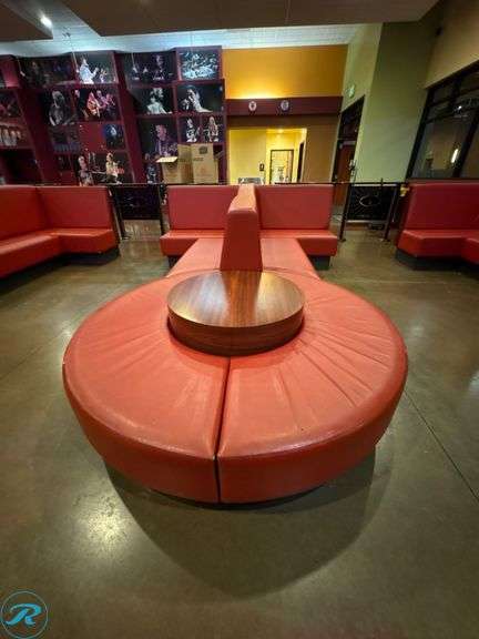 Red Booth Set (2) Red Upholstered Lounge Booth Sets With Circular Seating and Built ...