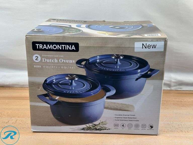 Tramontina 4-quart & 6-quart Enameled Cast Iron Round Dutch Oven, 2-pack - New - Roller Auctions