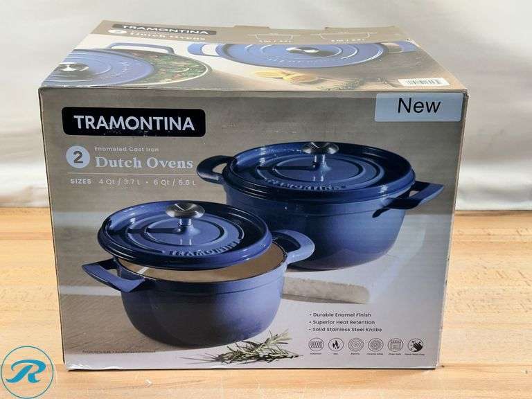 Tramontina 4-quart & 6-quart Enameled Cast Iron Round Dutch Oven, 2-pack - New - Roller Auctions