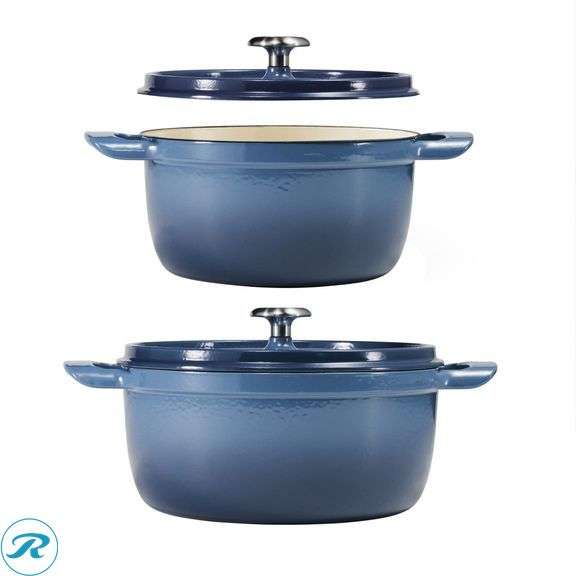Tramontina 4-quart & 6-quart Enameled Cast Iron Round Dutch Oven, 2-pack - New - Roller Auctions