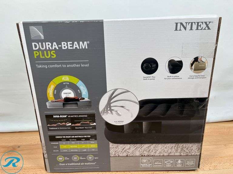 Dura-Beam Pillow Plus Air Mattress Queen W/ Built In Pump - New - Roller Auctions